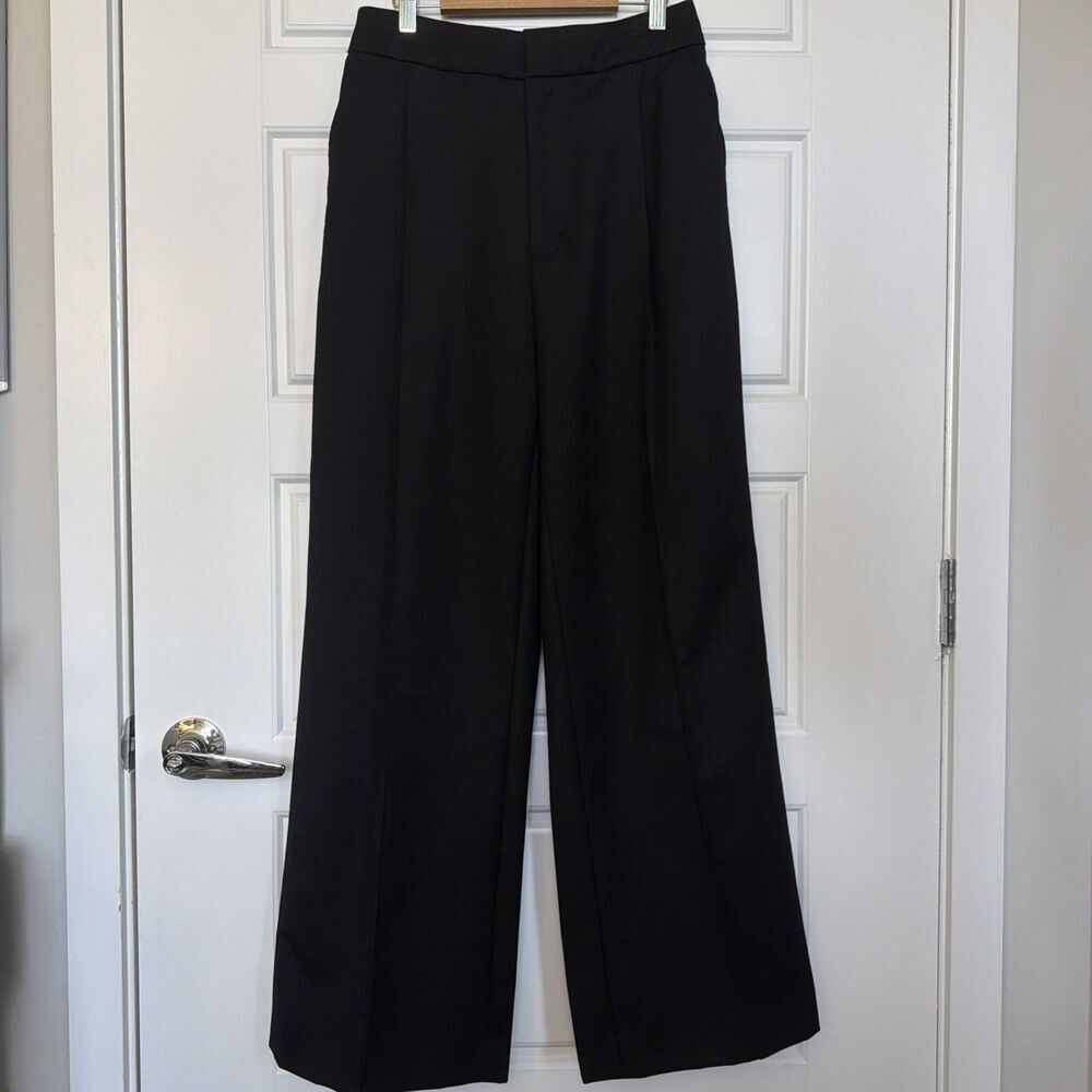 House Of CB Alivia Loose Fit Trousers Black Size Small Wool Blend